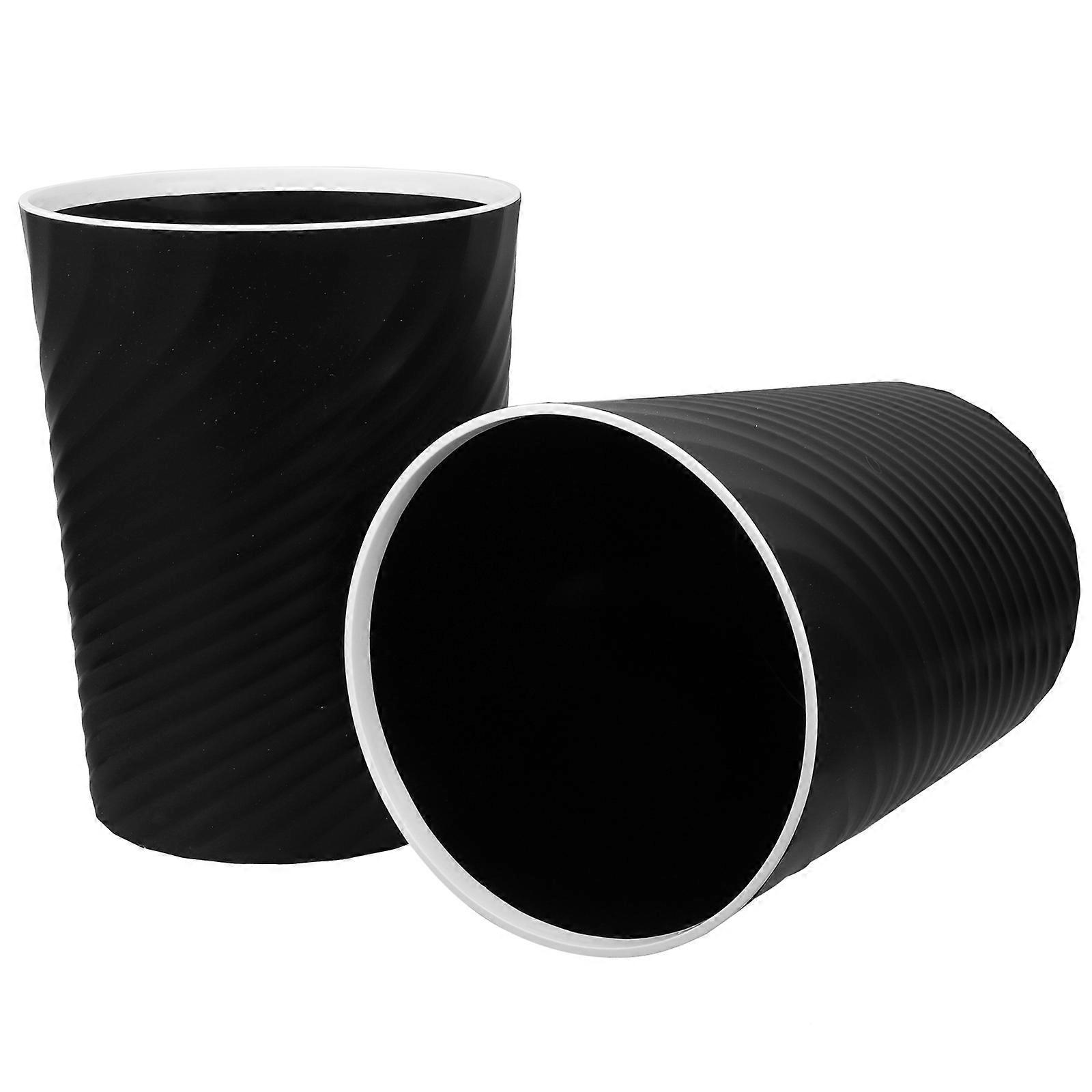Waste Basket Tiny Trash Can For Small Areas Bathrooms 2Pcs Plastic Elegant Style