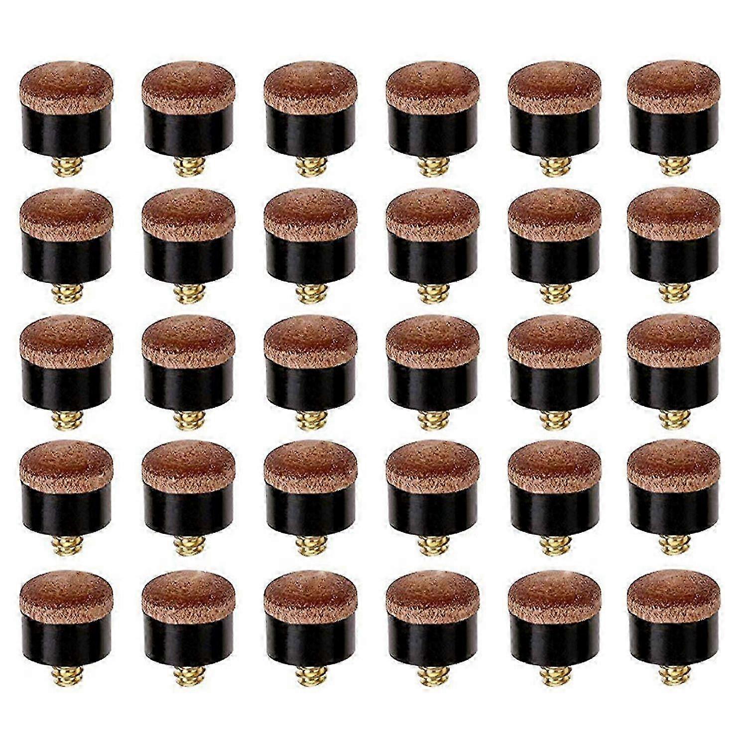30 Pcs Billiard Pool Cue Stick Screw-on Tips 12mm Replacement Billiard Cue Tips for Pool Cues and Sn