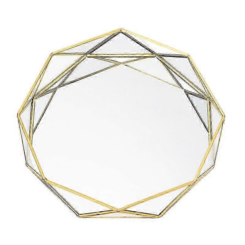 Elegant Geometric Round Glass Plate for Cakes and Desserts, Storage Tray for Cosmetics and Trinkets