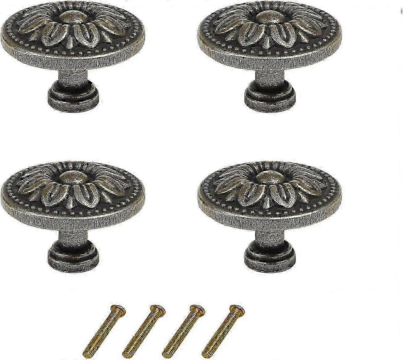 4PCS Metal Round Cabinet Knobs, Mushroom Design for Kitchen Drawer