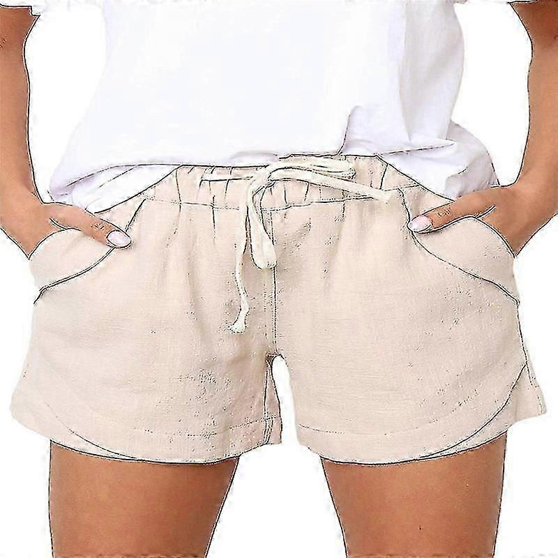 Women's Cotton Linen Summer Drawstring Elastic Waist Shorts