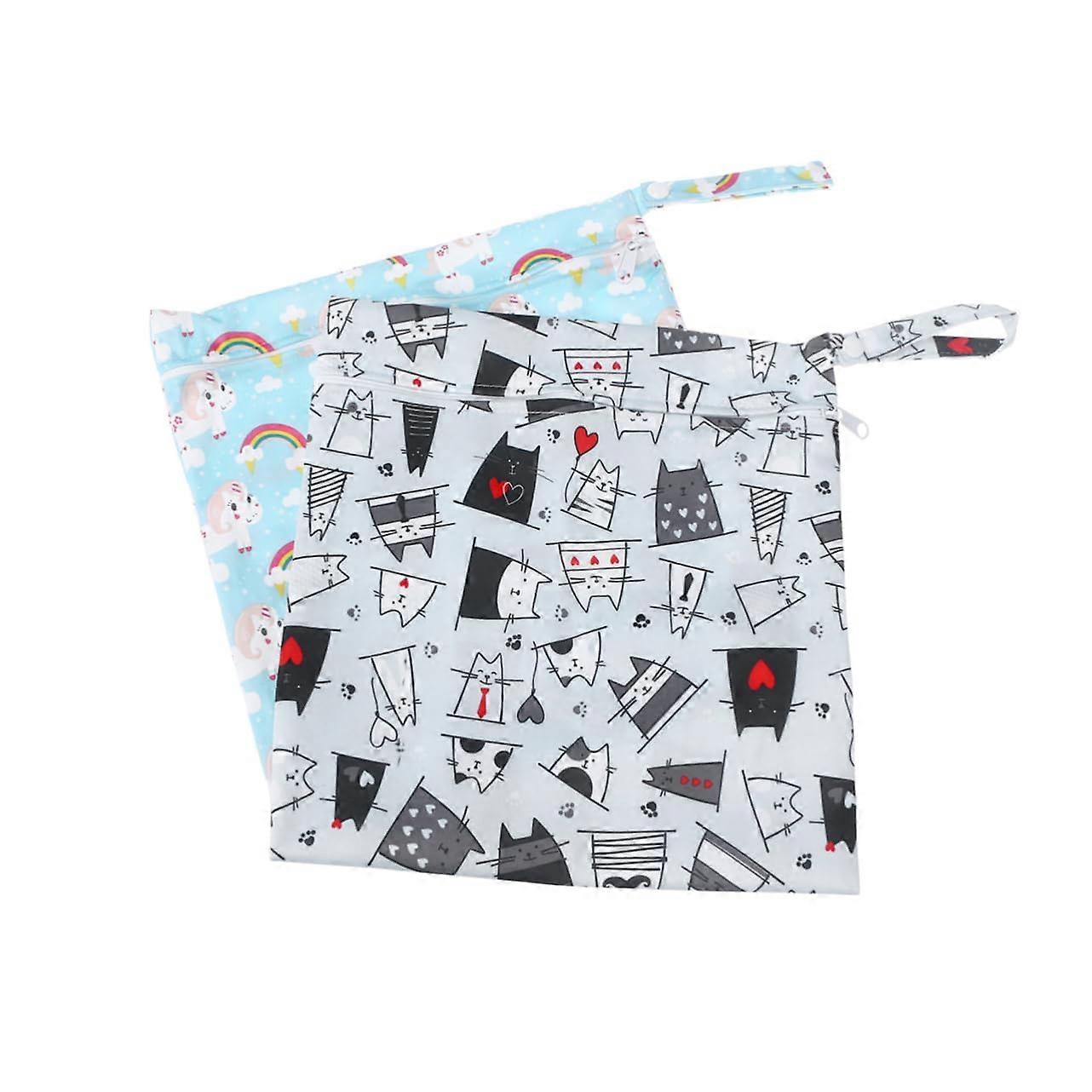 Pack of 2 Waterproof Toddler Changing Bags, Large Nappy Storage Bag, Wet Storage Briefcase, Durable Material