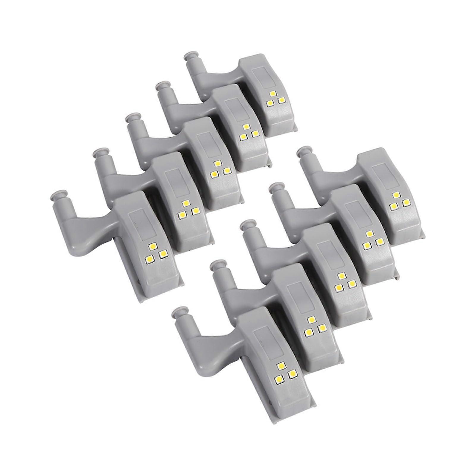 LED Sensor Cabinet Hinge Light 10 Pack Smart Touch Induction Night Lamp for Bedroom Kitchen Wardrobe White Light