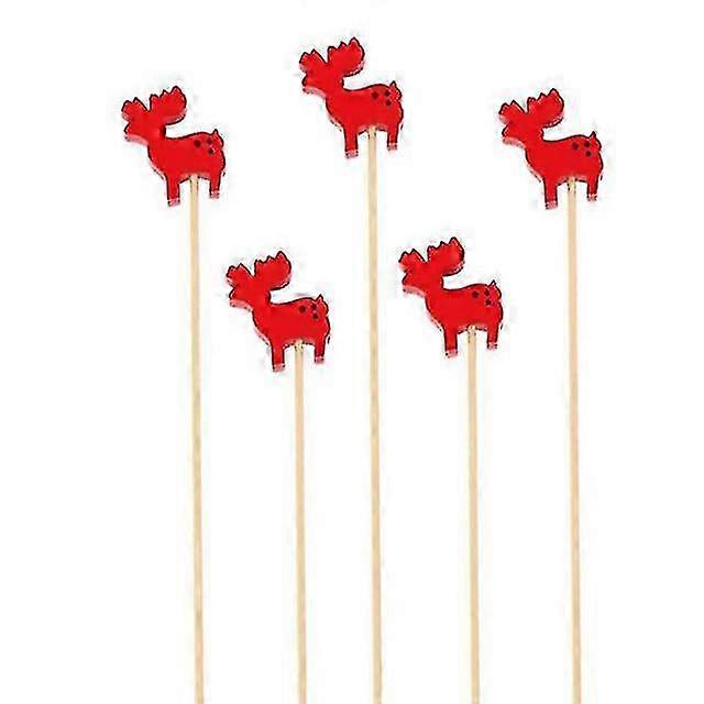 50 יח '\ סט מקלות פירות חג המולד חד פעמי מקלות במבוק פתית שלג עץ חג המולד אייל סנטה קלאוס קישוטי איש שלג