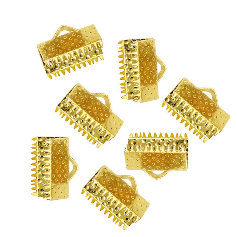 Cord Ends Buckles Textured Crimp End Metal Jewelry Accessories Hide Frayed Ends 2.5x0.5x0.5cm 100PCS