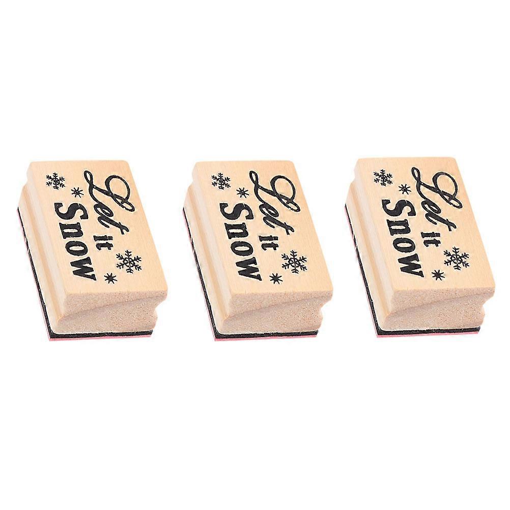 3pcs Christmas Wooden Seal Decorative DIY Scrapbook Stamps