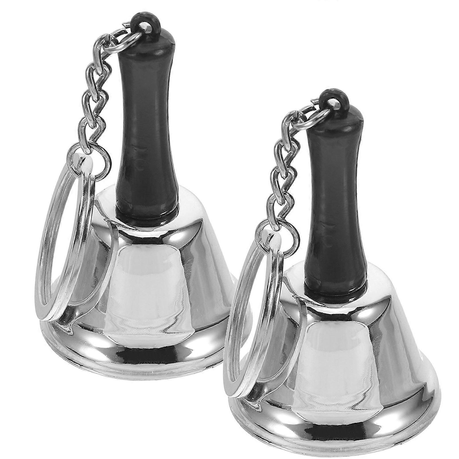 Handheld Bells Keychain Coordination Skills Kids Christmas Keyring Silver 4.7×1.5×1.5in Call Bell 2Pcs