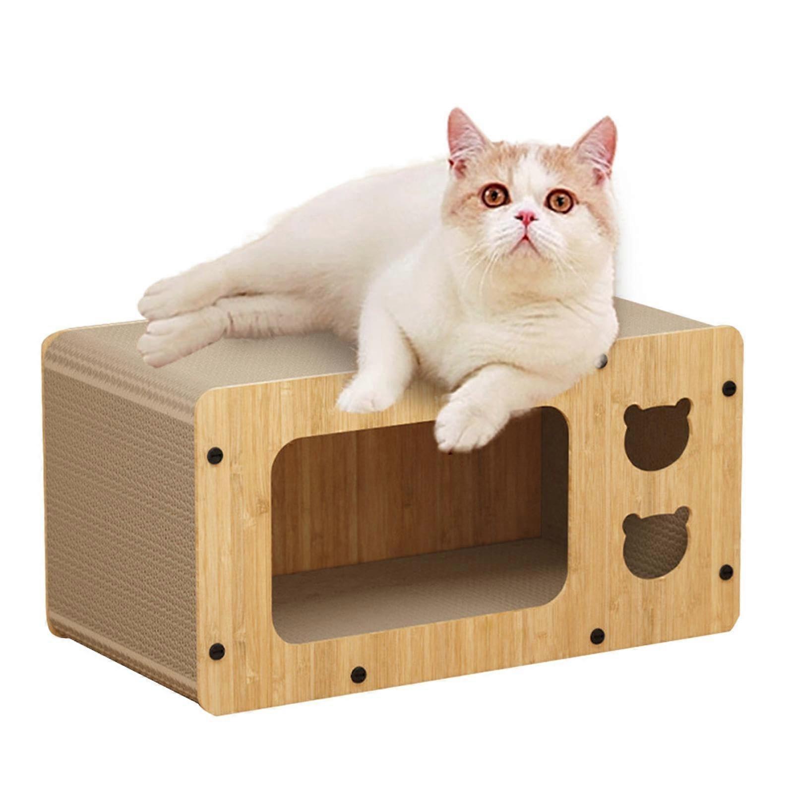 Cat Scratching House 55 X 30 X 28 Cm Cardboard Cat House With Scratching Post Wear-Resistant Cardboard Cat Scratcher Lounge Bed