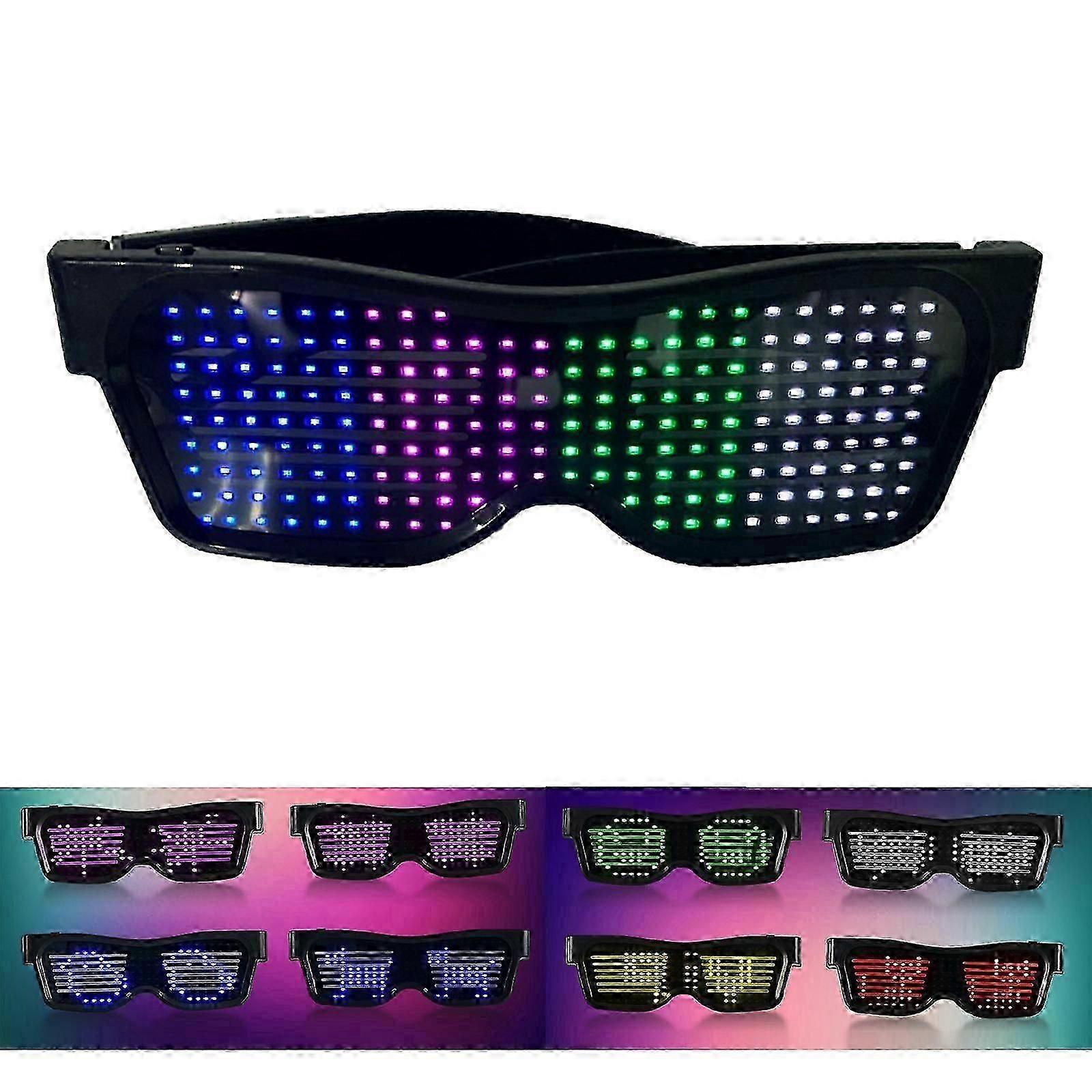 LED Glasses Customizable BT LED Glasses Colorful Light Glow Glasses DIY Messages 31 Animations 11 Pictures Music Mode Glow Toys for Halloween Party Ra