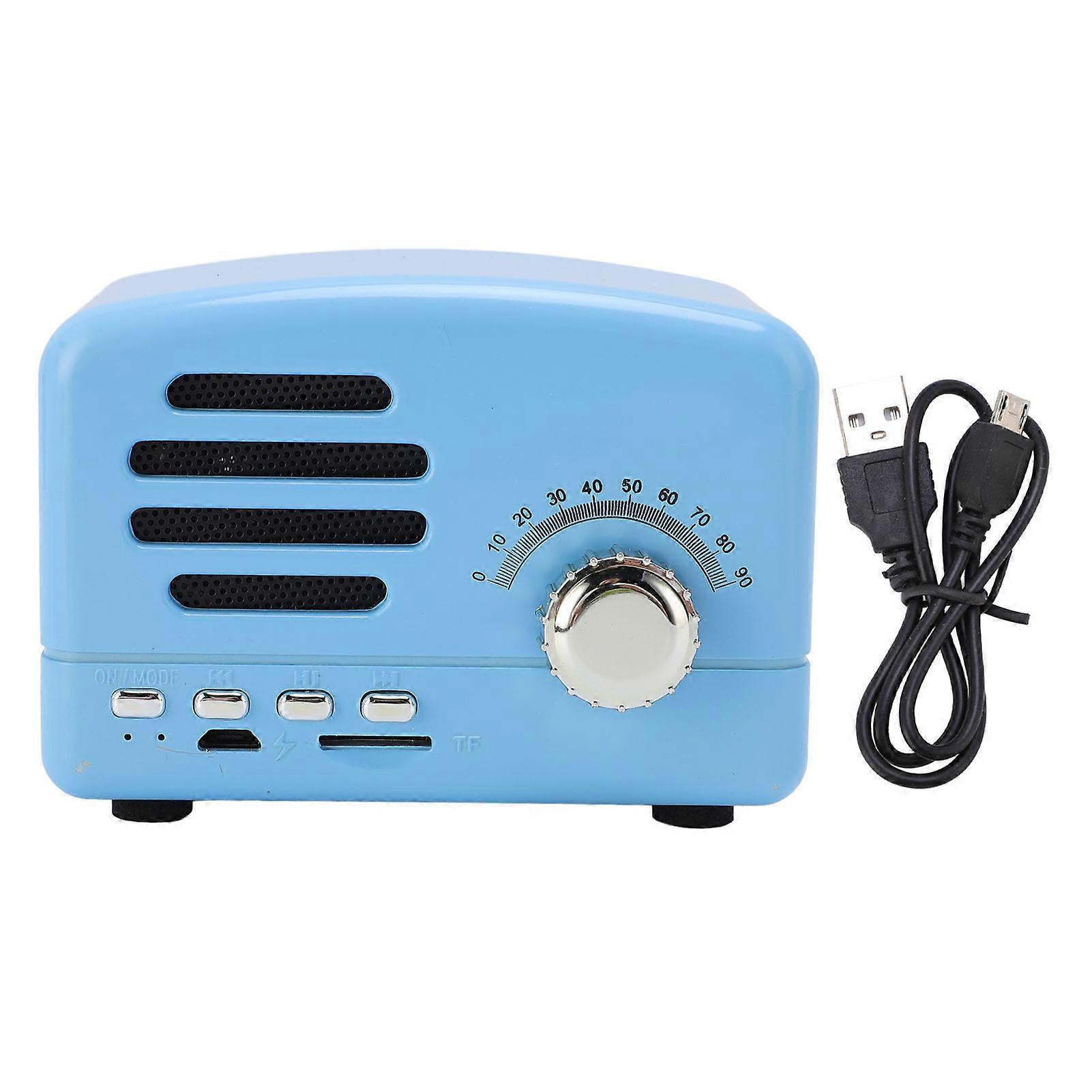 Blue Retro Bluetooth Speaker: Portable, Rechargeable, Noise Reduction, Vintage Style