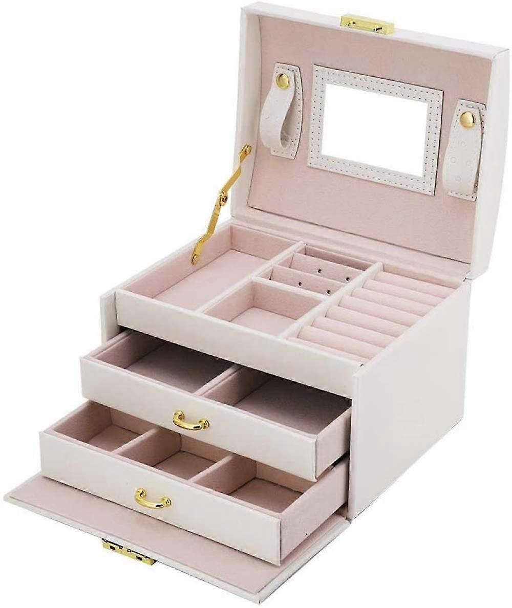 3 Animal Jewellery Box, Jewellery Case, Display Case Holder Organiser with Mirror White Ref: 5024