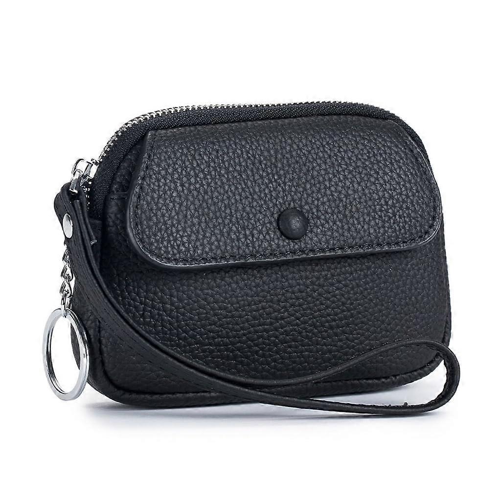Leather Storage Bag for Lip Gloss, Keychain, Coin Purse, Card Holder - Black, Compact Size, Versatile Design