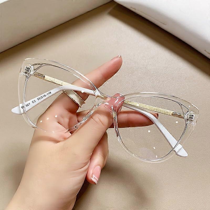 Oversized AntiEye Strain Reading Glasses, Designer Blue Light Blocking Computer Reading Glasses, Flat Light Mirror (Color: Transparent, Size: 150)