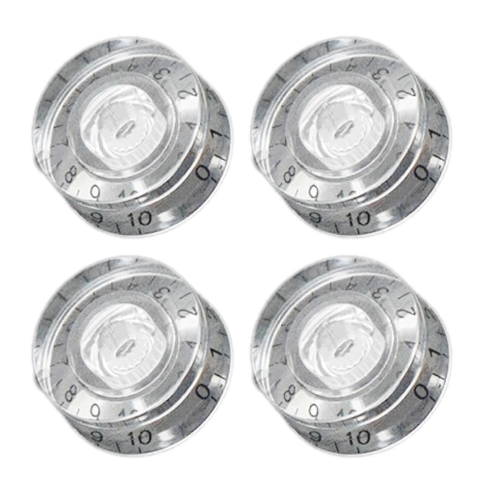 4Pcs Guitar Knobs White Gold Lettering Bass Effect Control Replacement