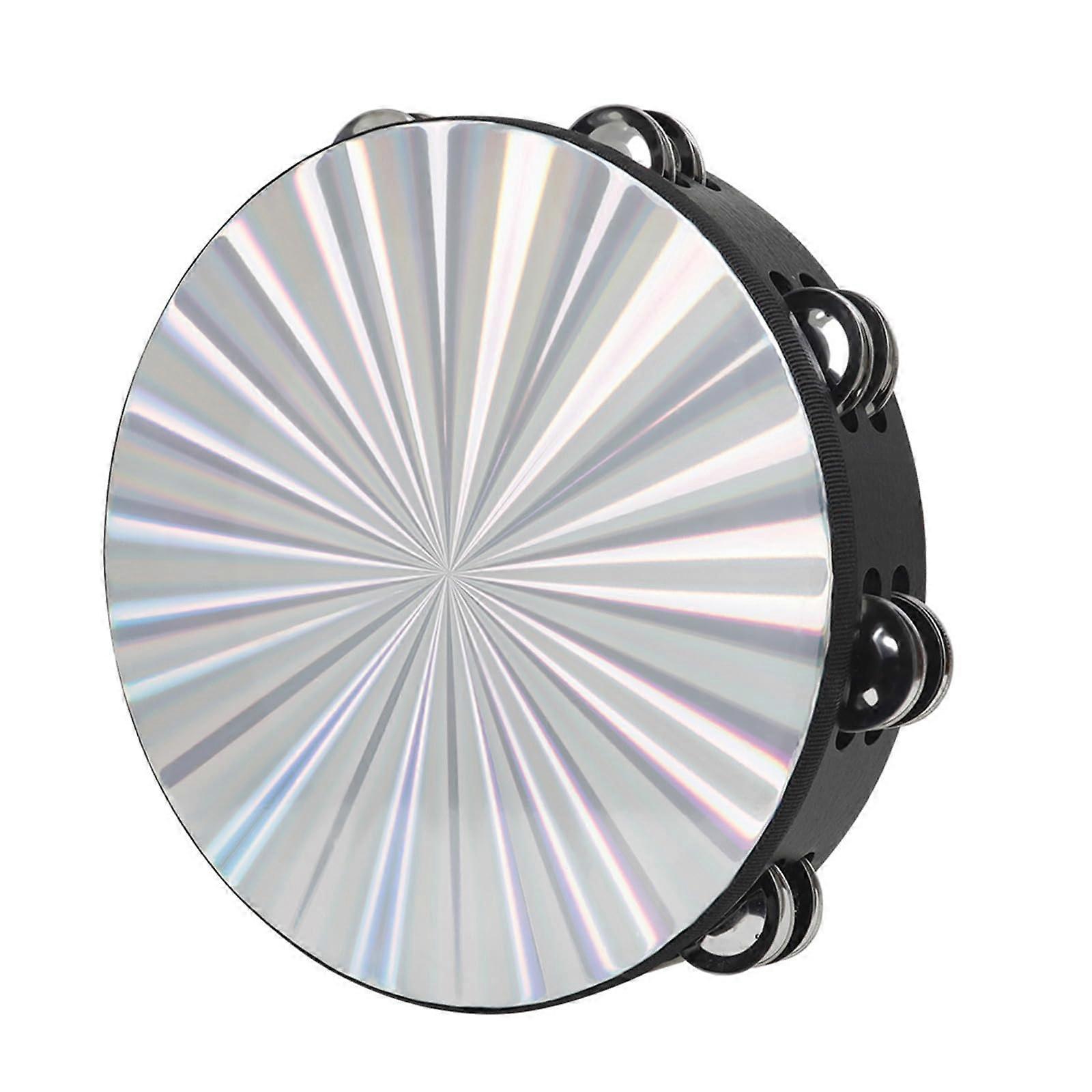 8/10' Double Row Metal Drum with Ergonomic Handle Tambourine Round Musical Tambourine