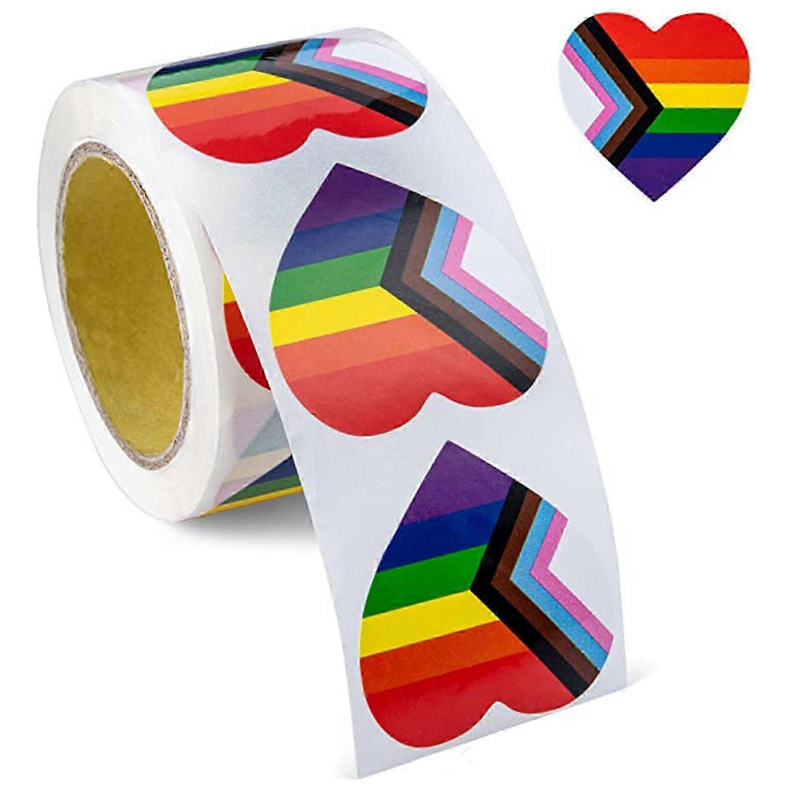 500 PCS LGBTQ+ プライドステッカー - レインボーハート&スクエアデカール(ウォーターボトル、ラップトップ、電話用) - プライド月間用の耐久性のあるビニールステッカー