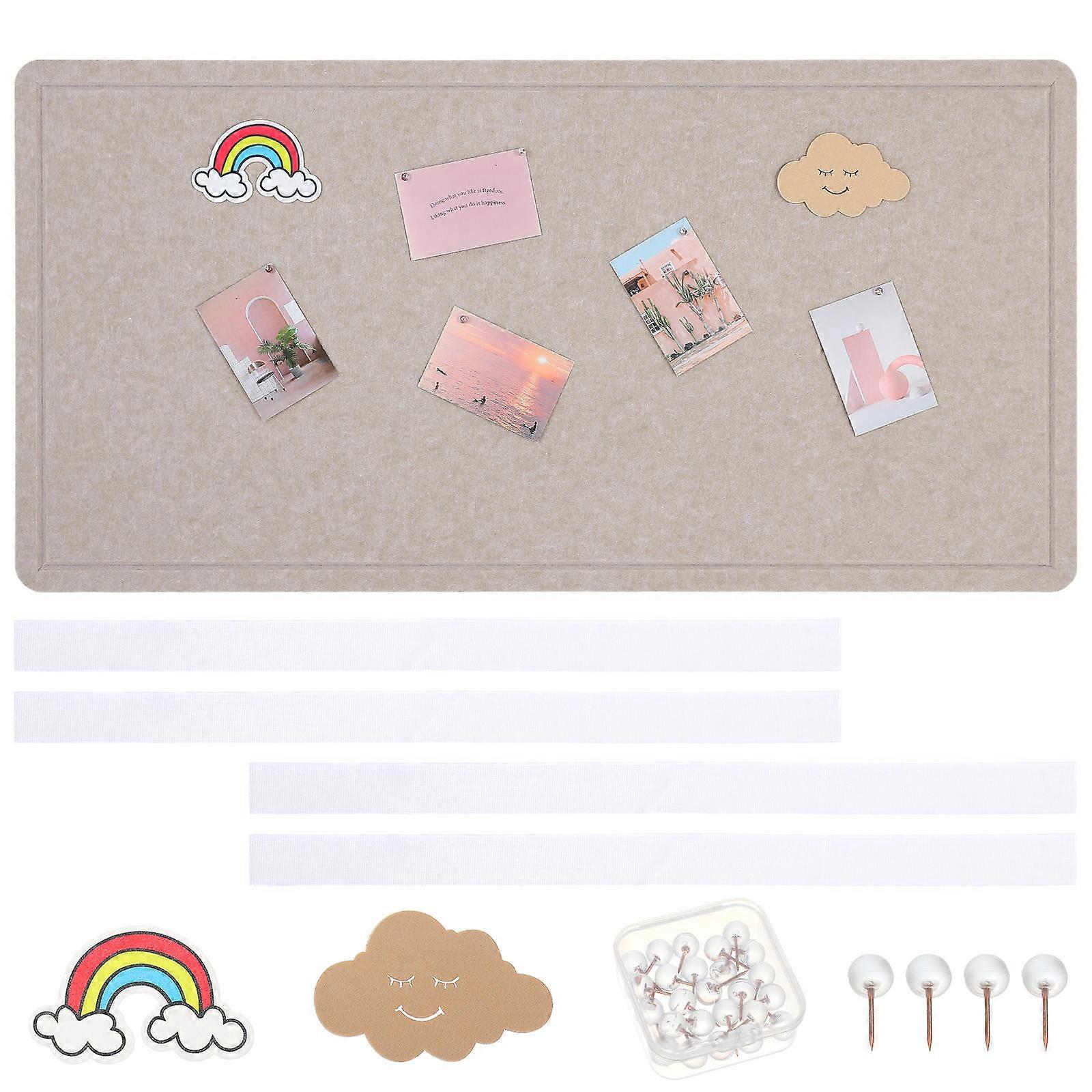 Foldable Felt Bulletin Board Deep Camel Wall Pin Board with Pushpins for Office Home School Quick Setup Portable Decorative Notice Board for Photos