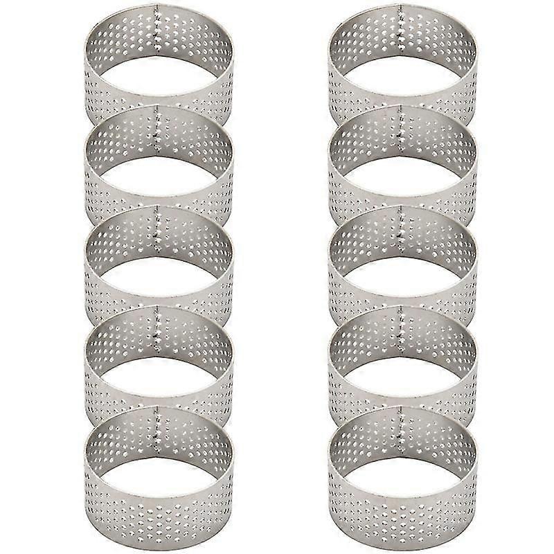 10個4.5cmラウンドステンレス穴あきシームレスタルトリングキッシュリングタルトパンパイタルトリングH付き
