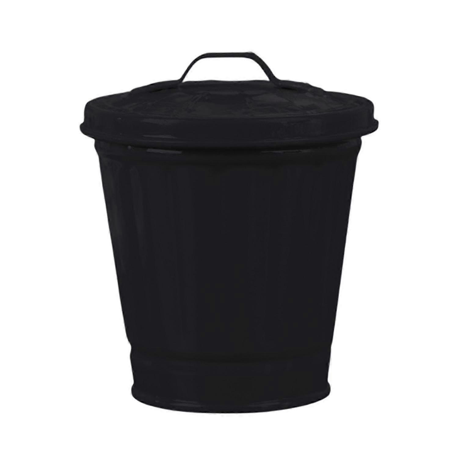 Desktop Trash Can with Lid - Leakproof Bucket Shape Garbage Bin, Large Opening, Black