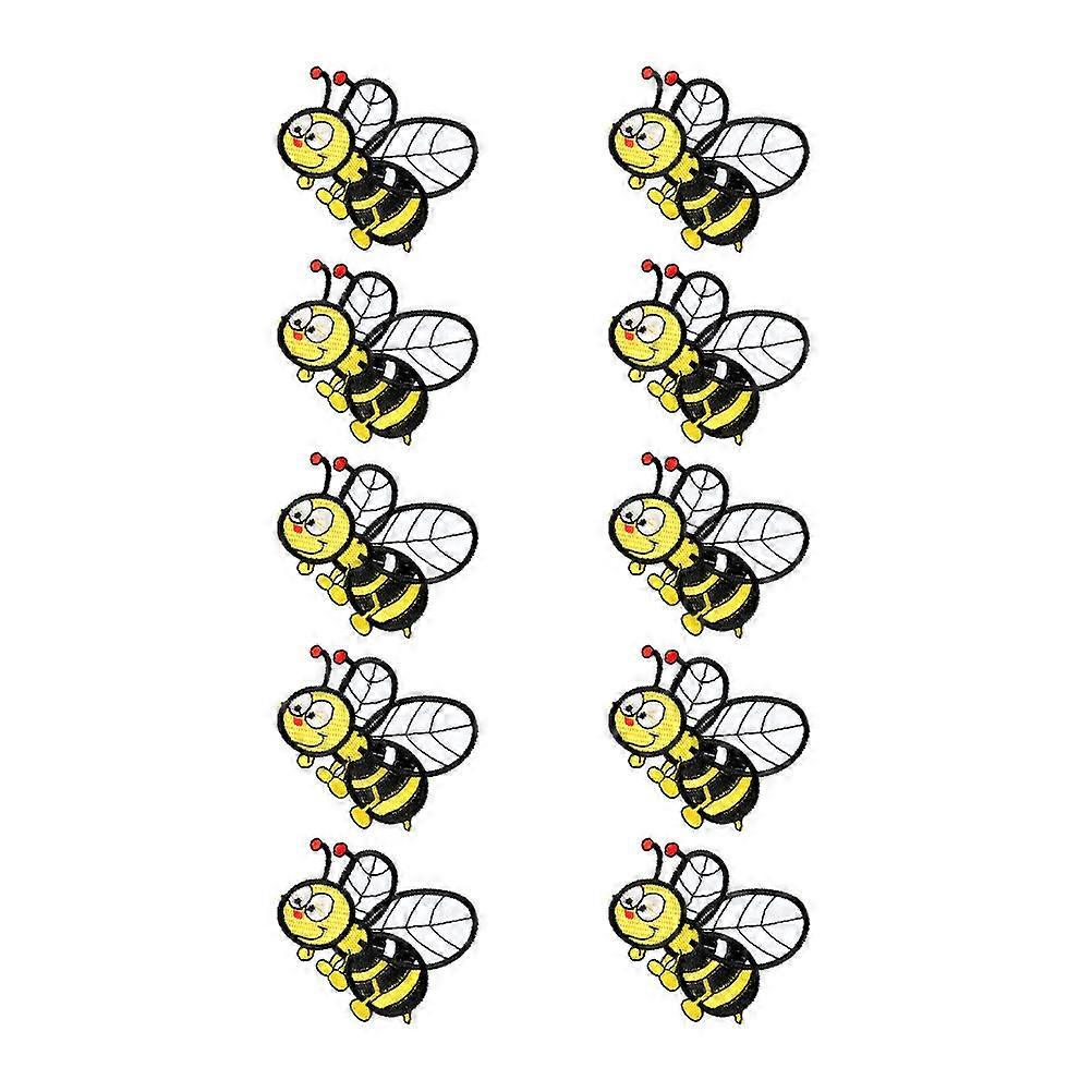 Small Bee Patches Polyester Thread Iron On For Shoes Hats Kids 10Pcs