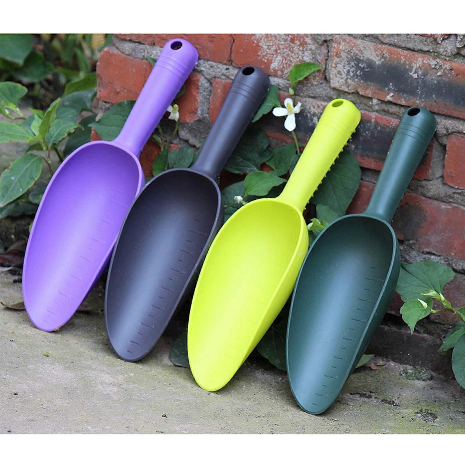 Pack of 4 Plastic Garden Shovels with Scale, Small Hand Trowels for Transplanting Flowers and Vegetables, Durable Tools for Digging and Weeding