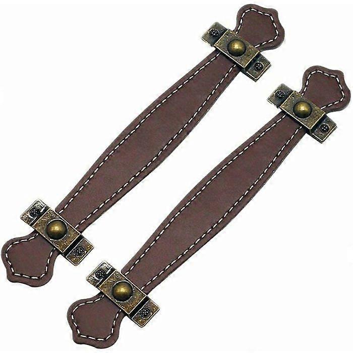 Leather Drawer Pulls, Vintage Suitcase Practical Leather Handles Pull Handles Light Brown(4pcs)