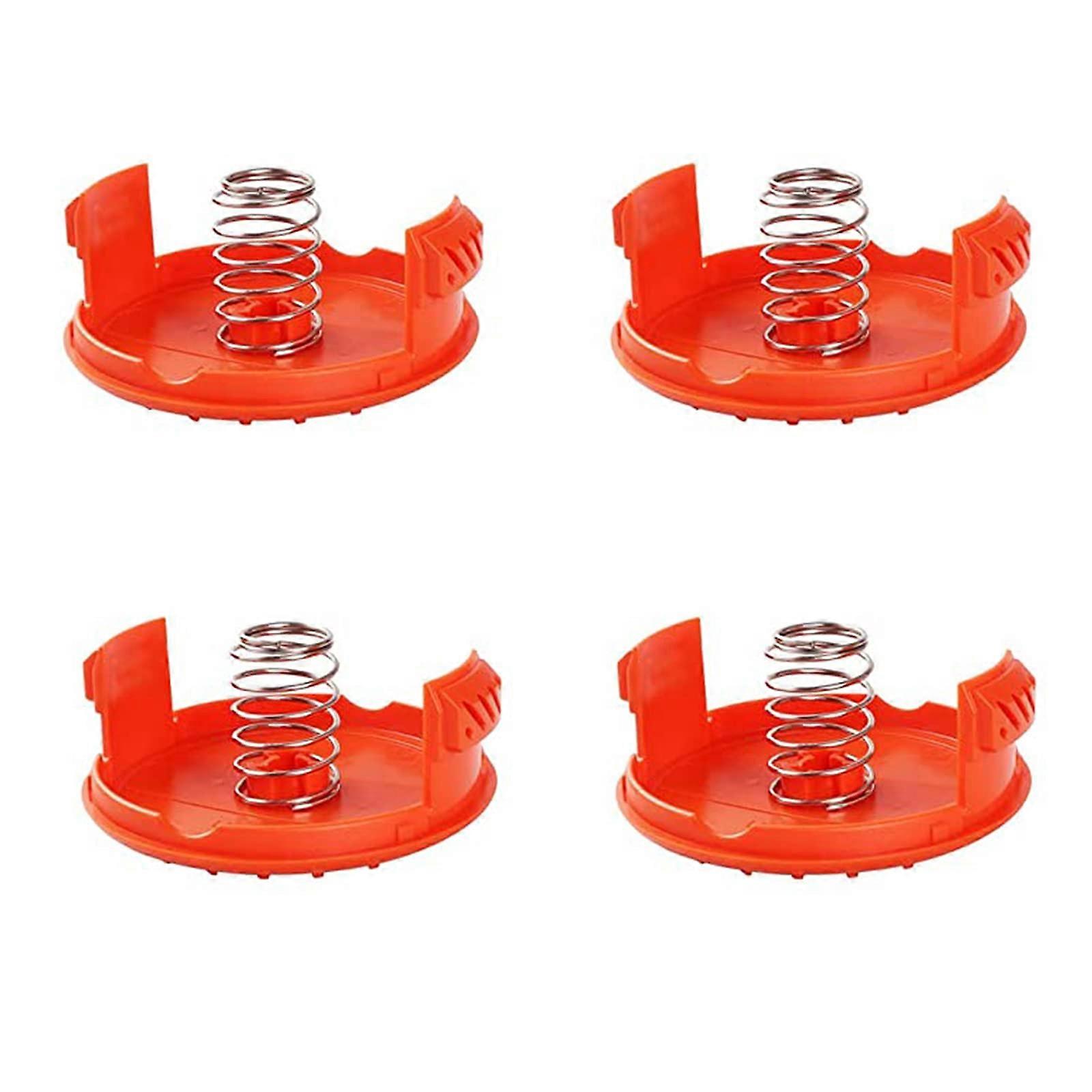 Pilo Pack of 4 Covers, Line Cap, Cover Replacement Springs for Trimmer Spool, Black Decker, RC100P Lawnmower, Plastic