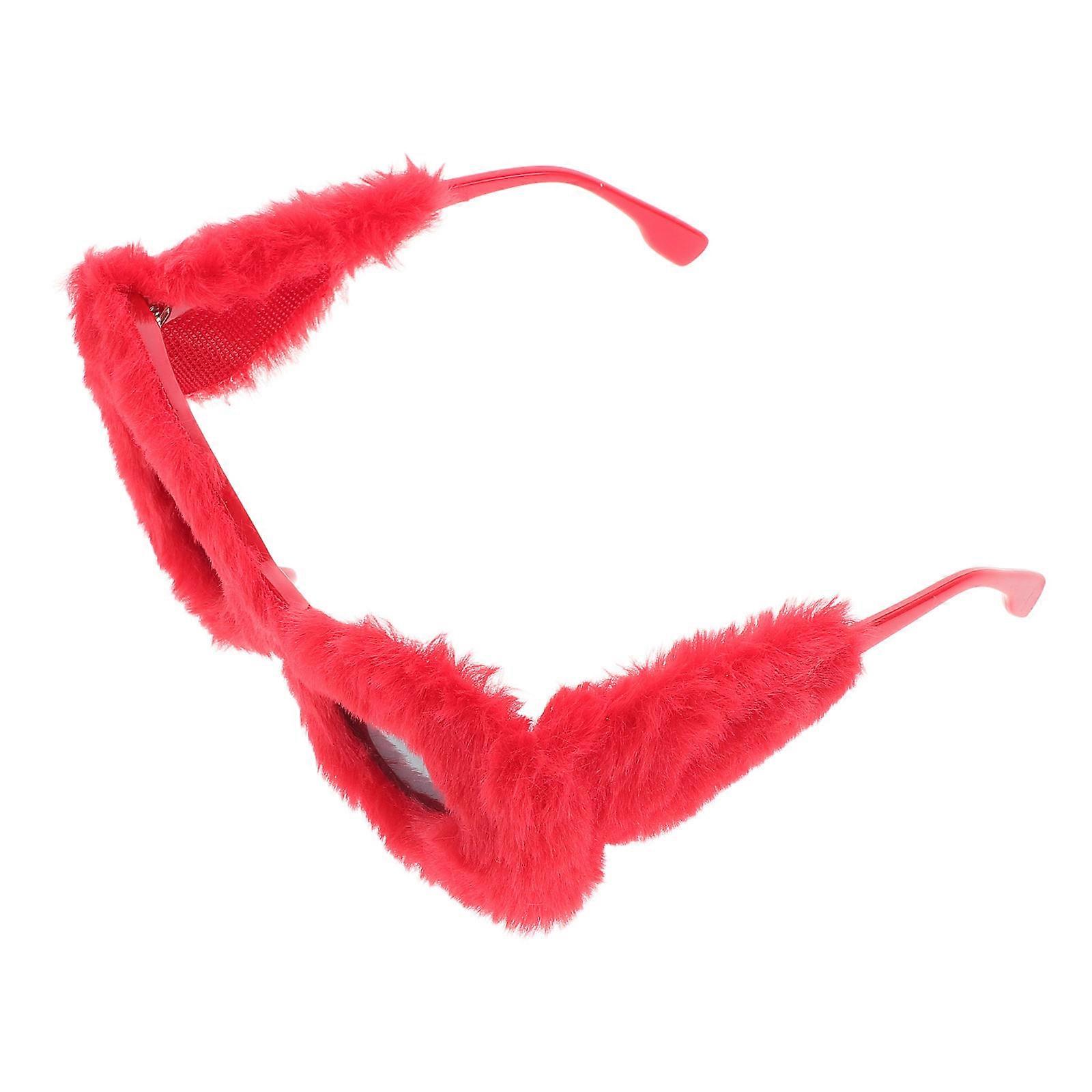 Plush Cat Eye Sunglasses for Women – Lightweight UV Protection, Fashionable Eyewear for Parties, Festivals & Cosplay – Unique Fuzzy Frame Design,