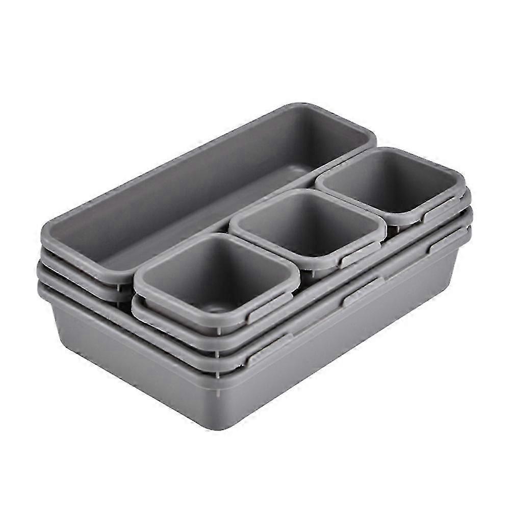 8-Piece Stackable Desk Drawer Organizer - Divided Storage Bins for Silverware