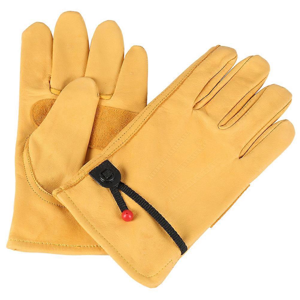 Gloves for Hand Wearing Warm and Anti-slip with Cuff Yellow Size L