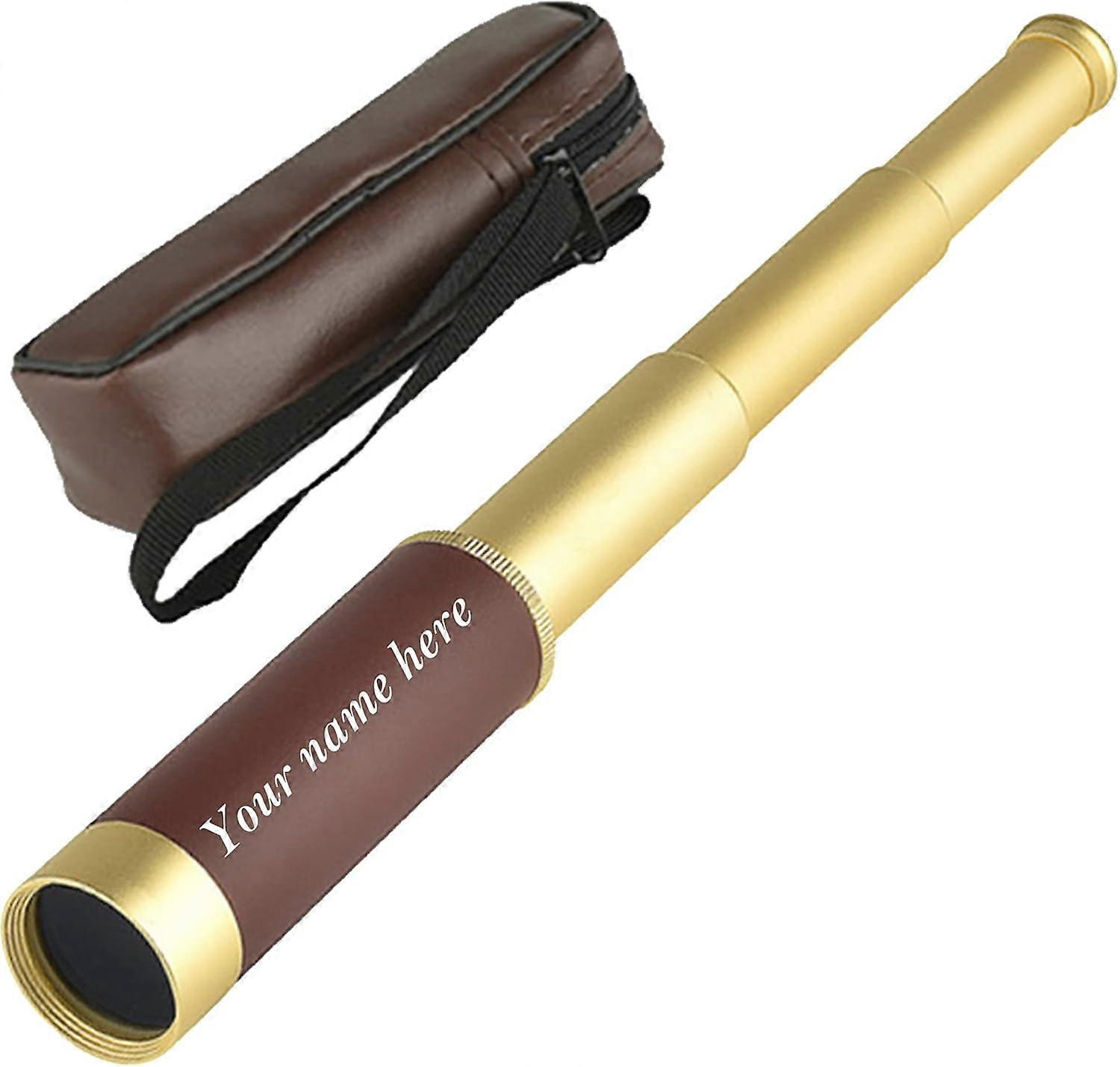 Handheld Collapsible Brass Telescope fo Hunting Hiking  Engraving Name Zoomable Portable Pirate Spyglass Retro Pirate Telescope