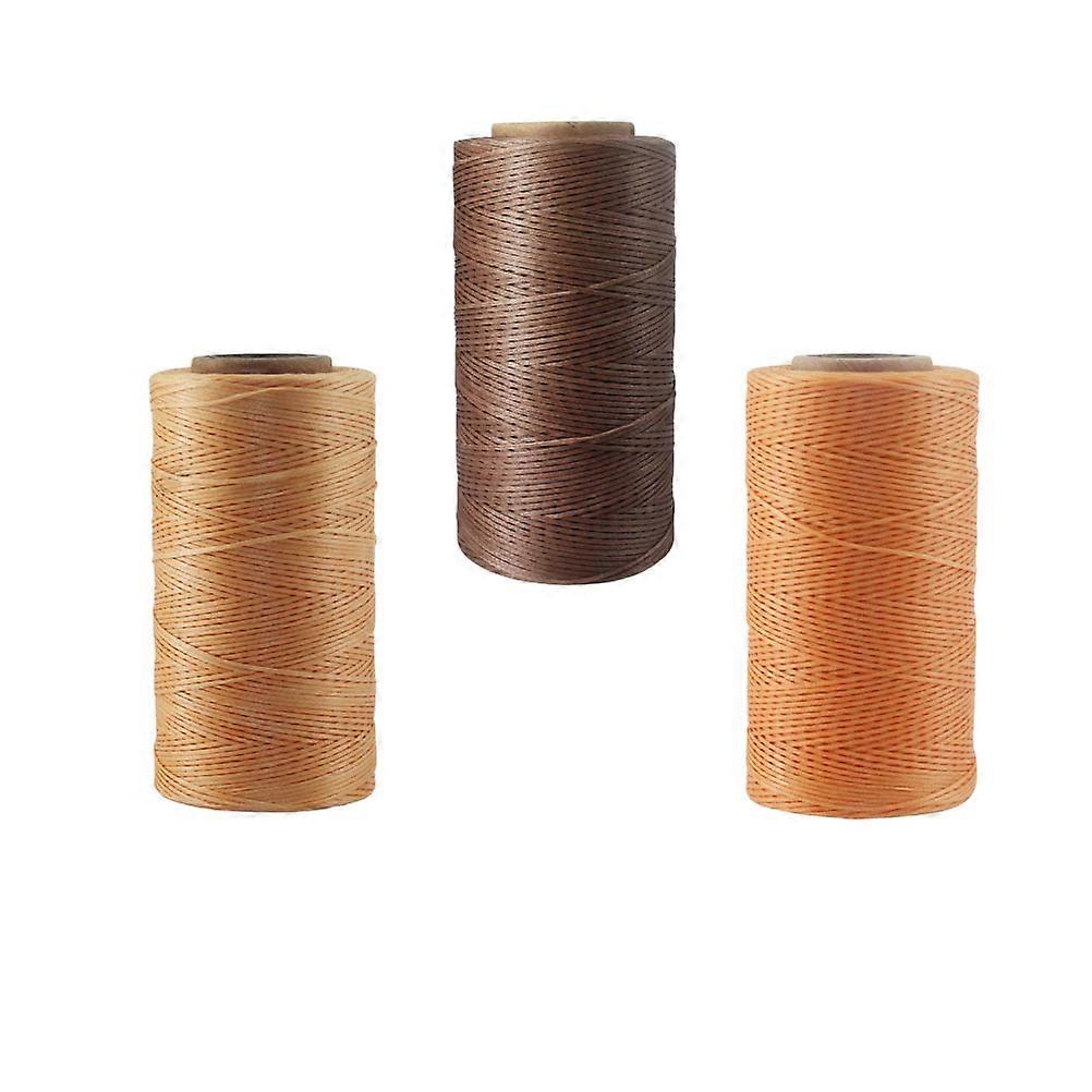 3PCS 0.8mm Wax Thread Hand Stitching Cord for DIY Craft Tools (260m, Yellow, Light Brown, Deep Brown)