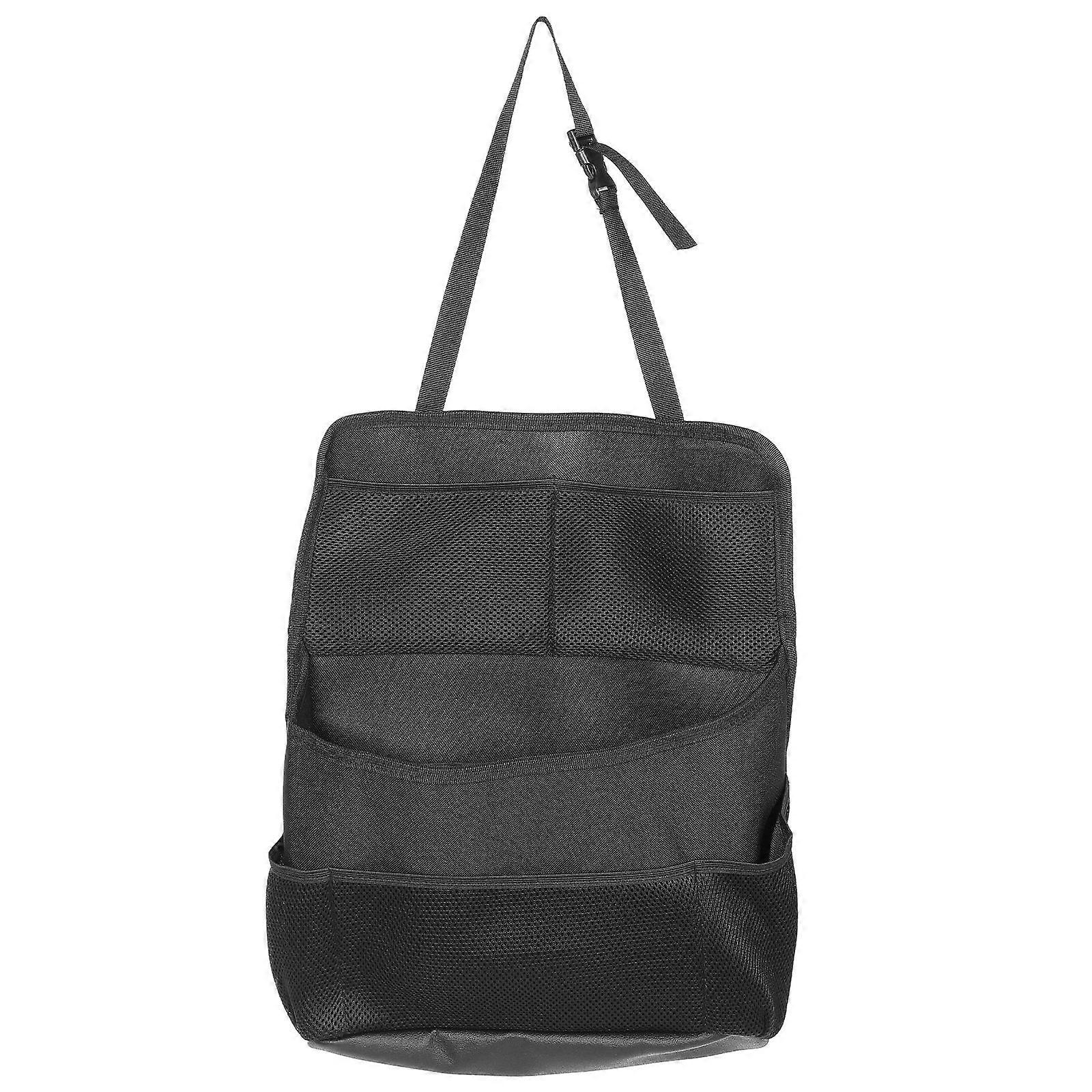 Car Storage Organizer Rectangular Shape Mesh Pockets Storage Bag for Car Owners 46x36cm Black 1Pcs