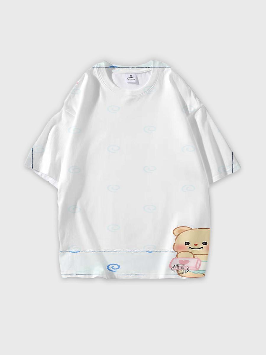 T-shirt round neck Pattern loose short sleeve O169