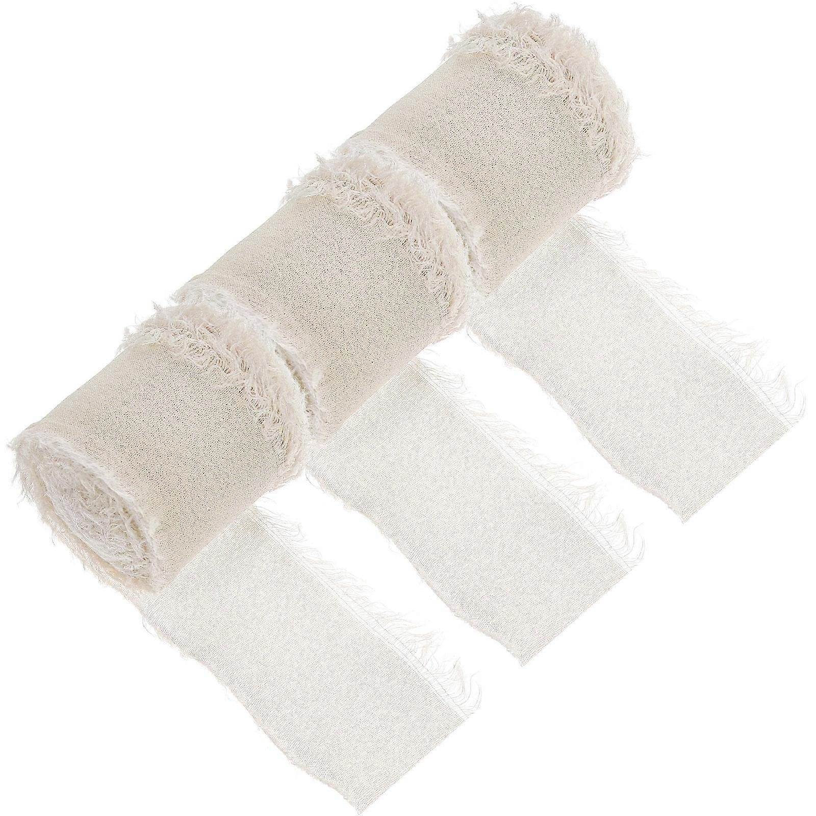Ribbon Roll Fringe Ribbons Floral Projects Gift Wrapping White 500X4cm Polyester Multi-Function 3 Rolls per Box