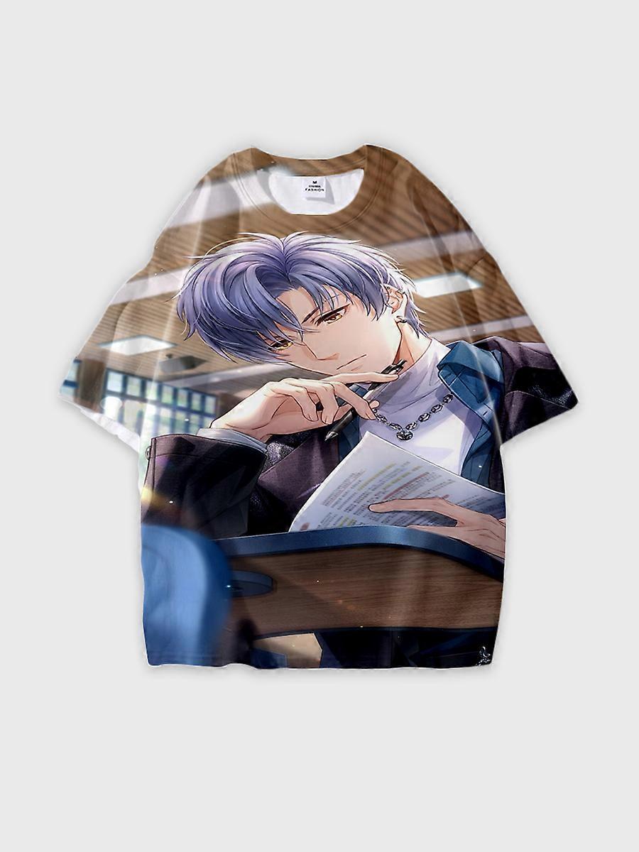 T-shirt round neck Role Pattern loose short sleeve E3425