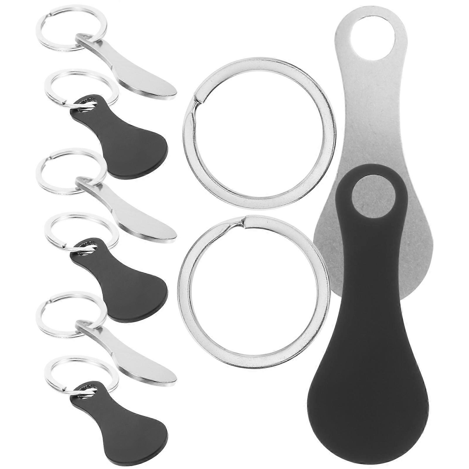 8Pcs Shopping Cart Tokens Stainless Steel Key Chains For Daily Use Assorted Color Rectangle Shape Lightweight Solution