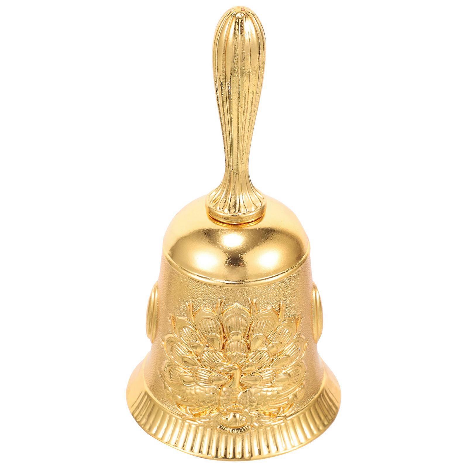 Golden Copper Vintage Bell for Decoration with Loud Resonant Tone and Comfortable Grip Handle Classic Style