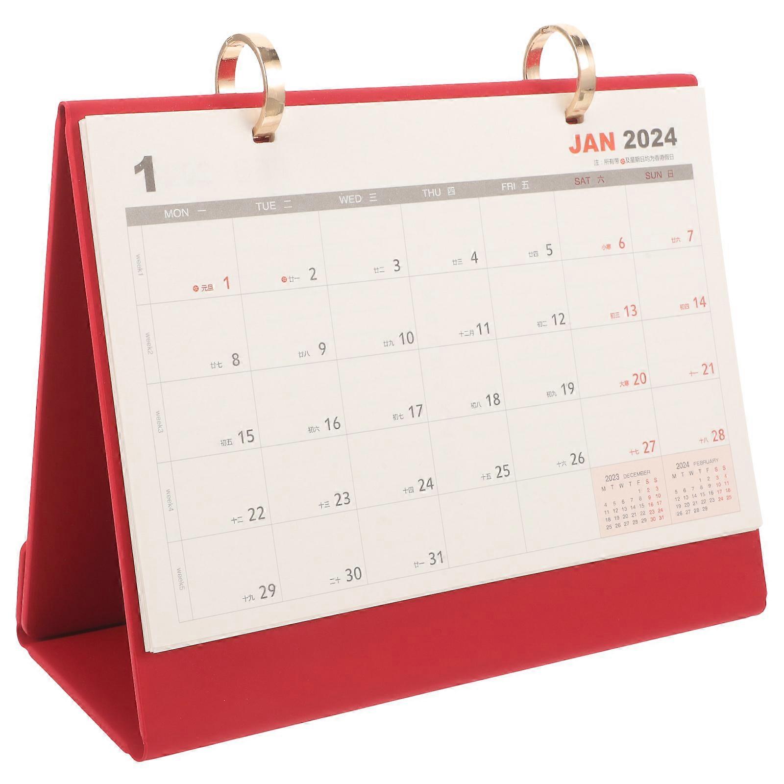 Decorative Desk Calendar Paper Decor Portable English Desktop Calendar for Home Use Gold Rectangular Manual Date Change 1Pcs