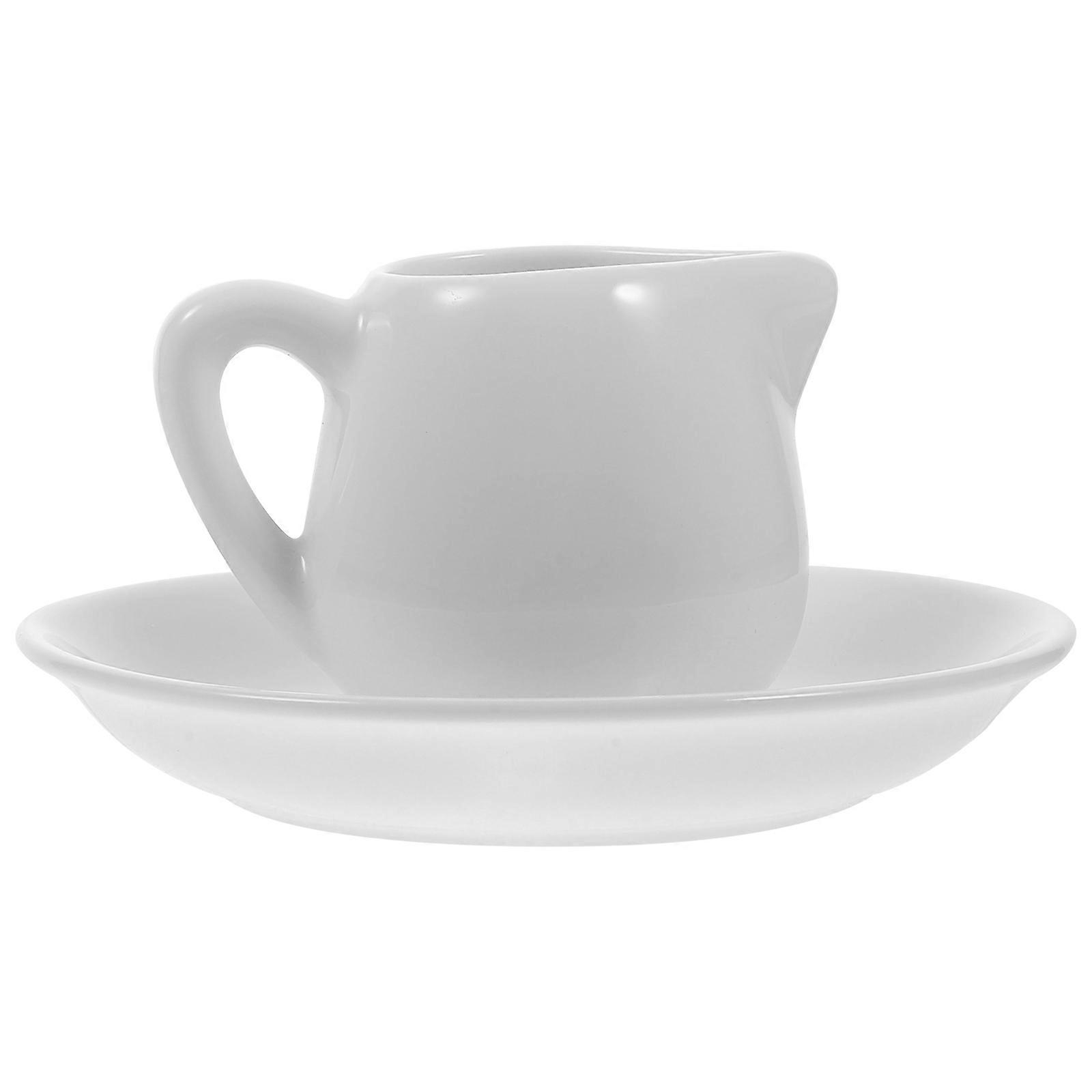 Ceramic Milk Jugs 1 Set For Kitchenware White Round Base Elegant Design Storage