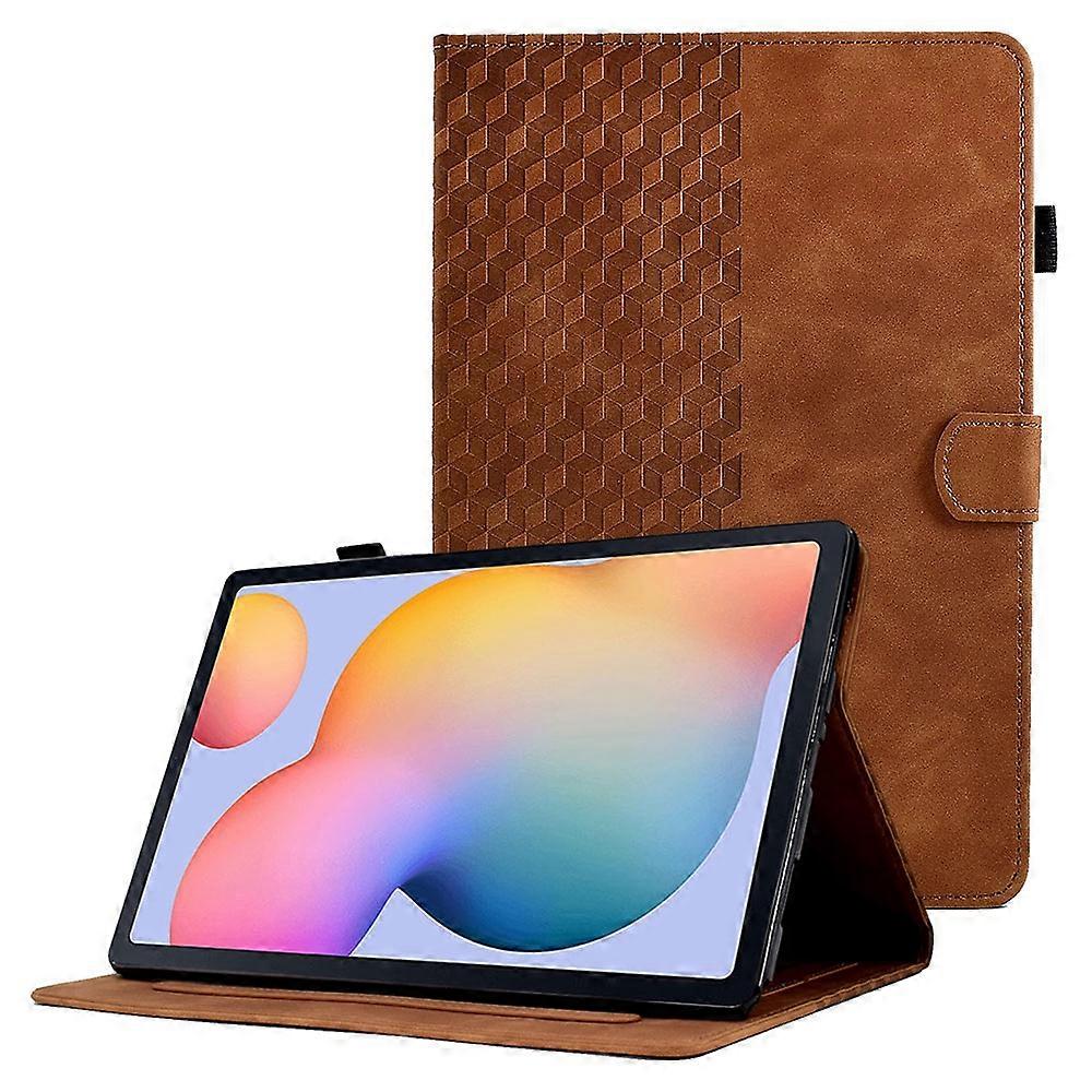 TKdaddy サムスン Galaxy Tab S6 Lite (2024) S6 Lite (2022) S6 Lite (2020) (SM-P610 615) レザーケース柄 刻印スタンド ブラウン