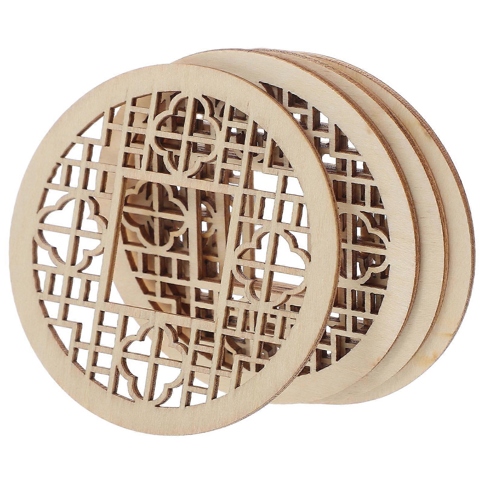 Miniature Wooden Window Decorative Kit with Realistic Design for DIY Crafts and Model Scenes Light Yellow 4pcs