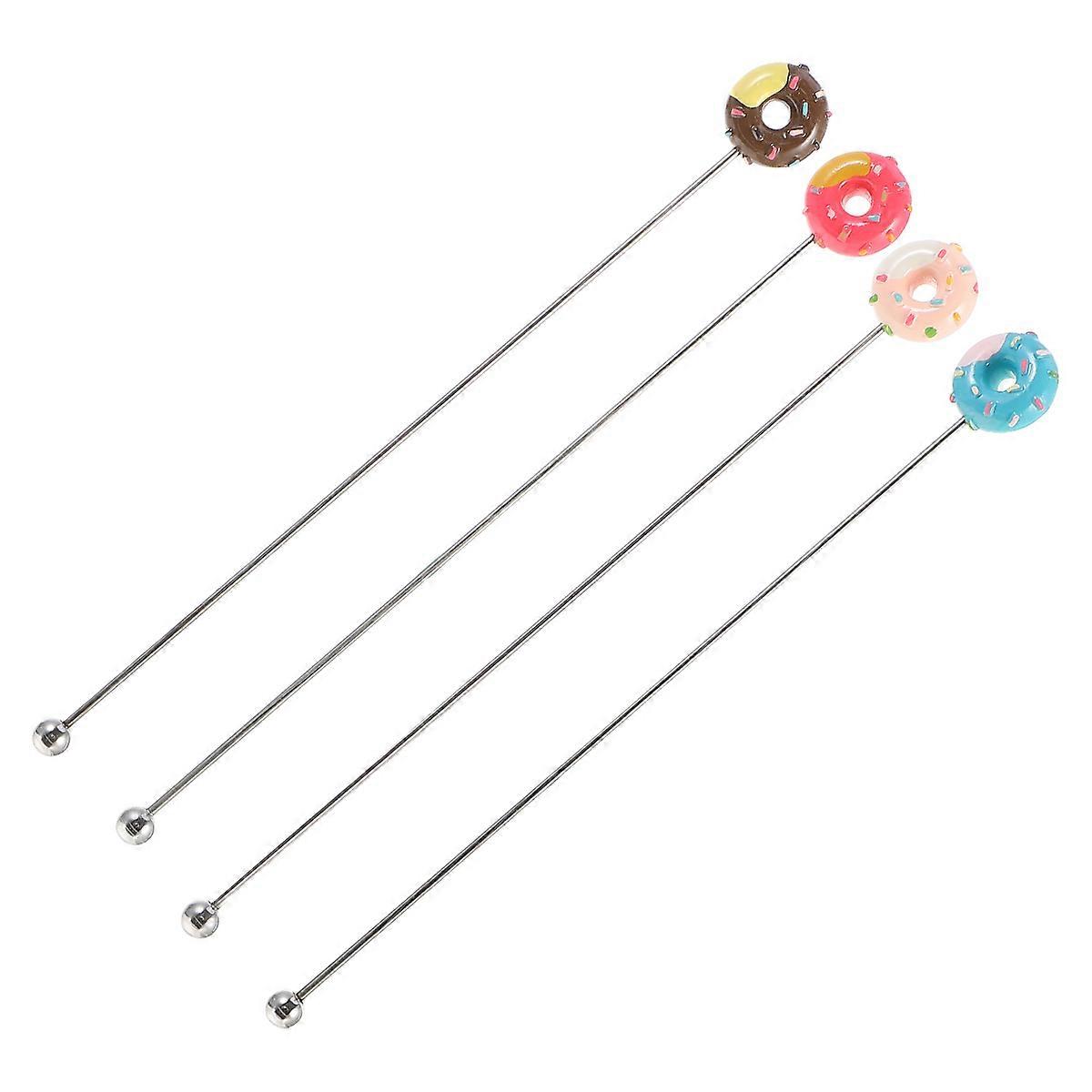 Donut Shaped Blender Stirring Sticks Made of Stainless Steel and Resin for Mixing Use 4 Pieces