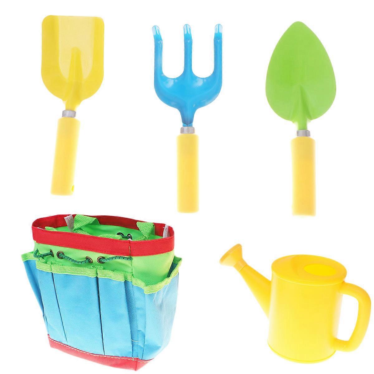 Colorful Kids Garden Tool Set with Plastic Handles for Little Hands Safe and Fun Multi 5Piece 1 Set