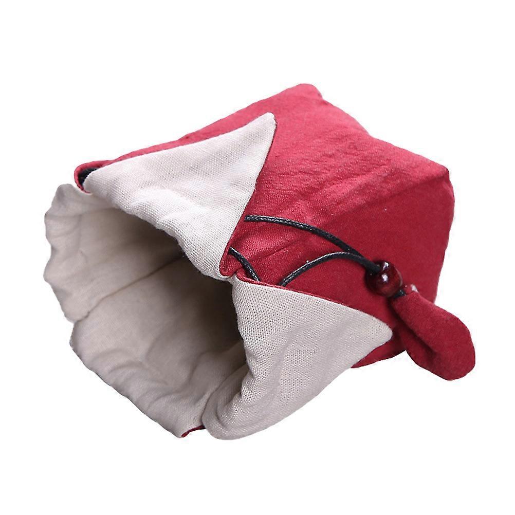 Tea Set Carrier Bag Thick Cotton Portable Teapot and Teacup Protection for Travel Red 9x9x12.5cm 1Set