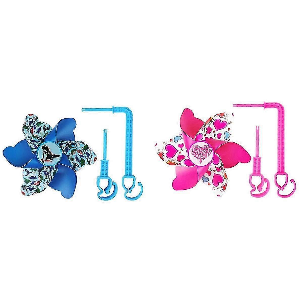 Baby Carriage Windmill Decoration,Flower Patterned Handlebar Windmill, Spinning Decoration Accessor