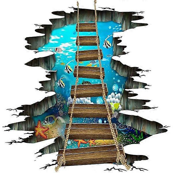 3D Floor Decorations, Seabed World Starfish Colorful Fishes