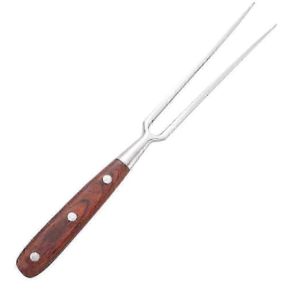 30cm Two-Prong Carving Fork with Wooden Handle for Meat BBQ Grilling