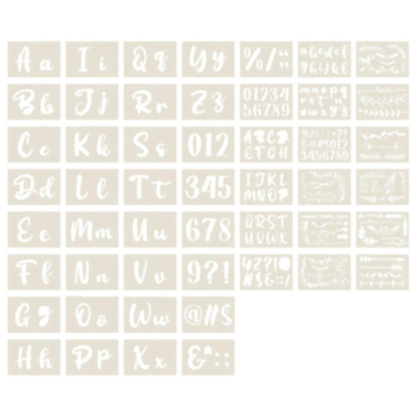For 50pcs Calligraphy Stencil Alphabet Reusable