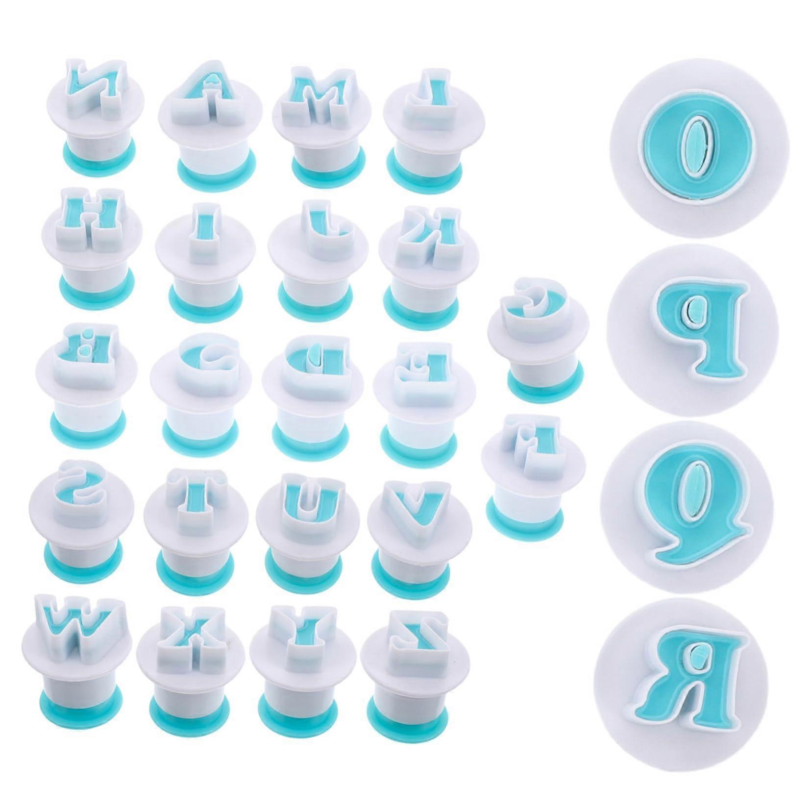 Cookie Press 26-Piece Portable Set Sky Blue Letters Plastic Baking Accessories Biscuit Press